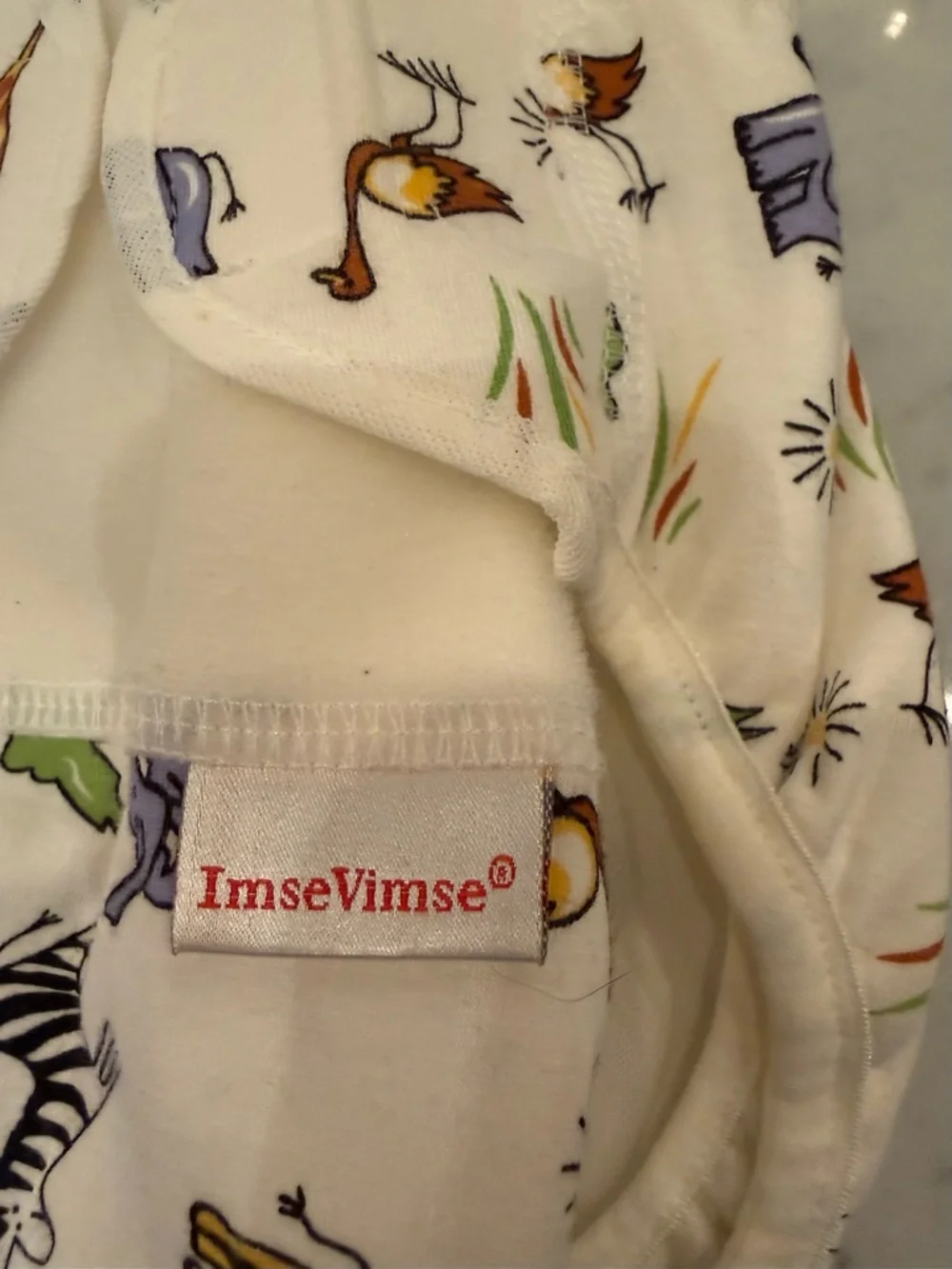 NWOT Imse Vimse White Safari Print Reusable Swim Diaper Cover 24-30 lbs.
